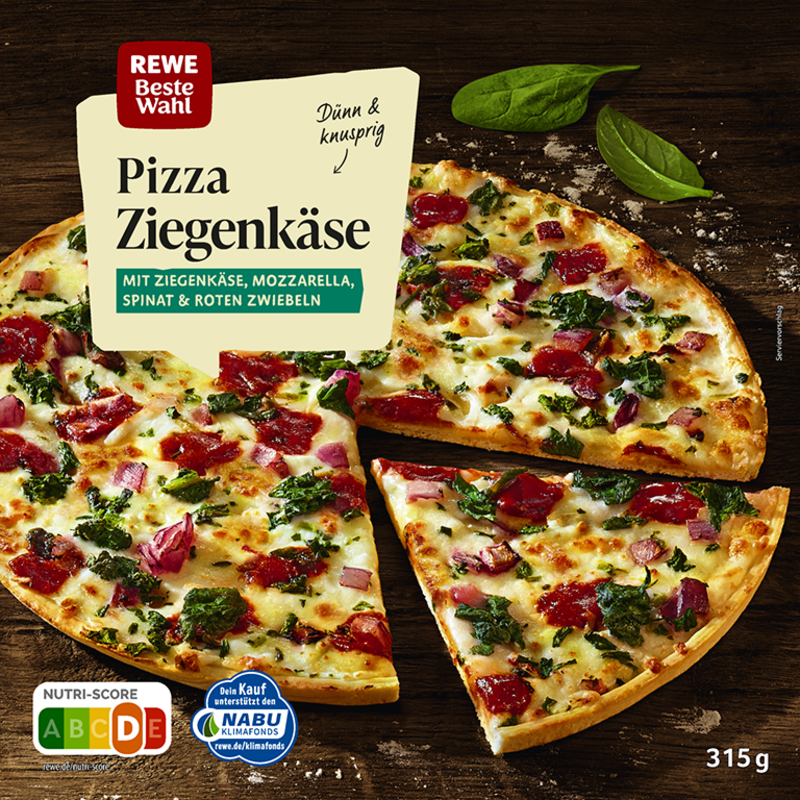 Freiberger Lebensmittel Rewe Beste Wahl, Pizza Ziegenkäse, 315 Gramm: Foto zur Rückruf vom 28.05.2026