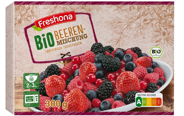 Jütro Tiefkühlkost Freshona Bio Beerenmischung erntefrisch tiefgefroren, 300 Gramm: Foto zur Rückruf vom 17.07.2026